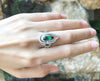JR0381S - Green Tourmaline & Diamond Ring in 18k White Gold Setting