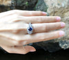 SJ1212 - Blue Sapphire with Diamond Ring Set in 18 Karat White Gold Settings