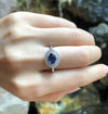 SJ1952 - Blue Sapphire with Diamond Ring Set in 18 Karat White Gold Settings