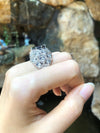 SJ1866 - Blue Sapphire with Diamond Ring Set in 18 Karat White Gold Settings