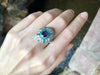 SJ6096 - Blue Sapphire with Emerald and Diamond Ring Set in 18 Karat White Gold Settings