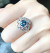 SJ1186 - Green Sapphire with Diamond Ring Set in 18 Karat White Gold Settings