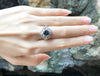 SJ1186 - Green Sapphire with Diamond Ring Set in 18 Karat White Gold Settings