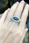 SJ1986 - Marquise Blue Sapphire with Diamond Ring Set in 18 Karat White Gold Settings