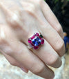 SJ1932 - Tanzanite with Ruby Ring Set in 18 Karat White Gold Settings