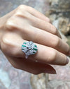 SJ1913 - Diamond with Emerald Ring Set in 18 Karat White Gold Settings