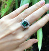 SJ1366 - Green Tourmaline with Diamond Ring Set in 18 Karat White Gold Settings