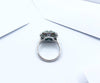SJ1167 - Blue Sapphire with Emerald and Diamond Ring Set in 18 Karat White Gold Settings