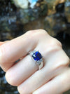 SJ1810 - Certified Royal Blue Sapphire with Diamond Ring Set in Platinum 950 Settings