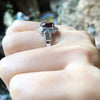 SJ3092 - Rhodolite with Cubic Zirconia Ring set in Silver Settings