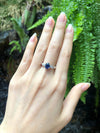 SJ2157 - Blue Sapphire with Diamond Ring Set in 18 Karat White Gold Settings