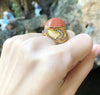 SJ1153 - Moonstone with Brown Diamond Ring Set in 18 Karat Gold Settings