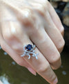SJ6081 - Blue Sapphire with Diamond Ring Set in 18 Karat White Gold Settings