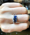 SJ6082 - Blue Sapphire with Diamond Ring Set in 18 Karat White Gold Settings