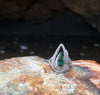 JR0381S - Green Tourmaline & Diamond Ring in 18k White Gold Setting