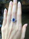 SJ6150 - GIA Certified 1.83 Cts Blue Sapphire with Diamond Ring Set in Platinum 950
