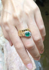 JRB8566 - Cabochon Emerald & Diamond Serpent Ring Set in 18 Karat Gold Setting