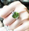 SJ1160 - Peridot with Diamond Ring Set in 18 Karat White Gold Settings