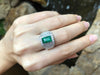 SJ1826 - Emerald with Diamond Ring Set in 18 Karat White Gold Settings