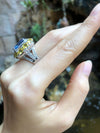 SJ2535 - Blue Sapphire with Yellow Sapphire and Diamond Ring Set in 18 Karat White Gold