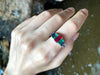 SJ1846 - Ruby, Emerald and Blue Sapphire Ring Set in 18 Karat White Gold Settings