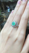 JR0233P - Emerald & Diamond Ring Set in 18 Karat White Gold Setting