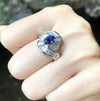 SJ1166 - Blue Sapphire with Diamond Ring Set in Platinum 900 Settings