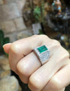 SJ1826 - Emerald with Diamond Ring Set in 18 Karat White Gold Settings