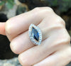 SJ1986 - Marquise Blue Sapphire with Diamond Ring Set in 18 Karat White Gold Settings