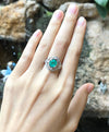 JR0233P - Emerald & Diamond Ring Set in 18 Karat White Gold Setting