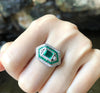 SJ3111 - Emerald with Diamond Ring Set in 18 Karat White Gold Settings
