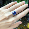 SJ1406 - GRS Certified 5 Cts Ceylon Blue Sapphire with Diamond Ring in Platinum 950