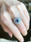 SJ1809 - Heart Shape Blue Sapphire with Diamond Ring Set in 18 Karat White Gold Settings