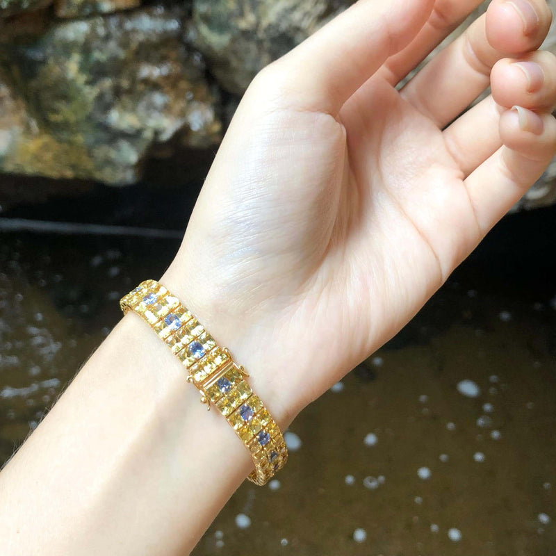 SJ2505 - Yellow Sapphire with Blue Sapphire Bracelet Set in 18 Karat Gold Settings