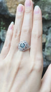 SJ1186 - Green Sapphire with Diamond Ring Set in 18 Karat White Gold Settings