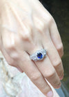 SJ1212 - Blue Sapphire with Diamond Ring Set in 18 Karat White Gold Settings