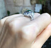 SJ1446 - Emerald with Blue Sapphire and Diamond Ring Set in 18 Karat White Gold Settings
