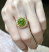 SJ6178 - Peridot with Yellow Diamond Ring Set in 18 Karat Gold Settings
