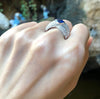SJ1591 - Blue Sapphire with Diamond Ring Set in 18 Karat White Gold Settings