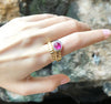 JRB8382 - Cabochon Ruby & Diamond Serpent Ring Set in 18 Karat Gold Setting