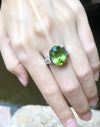 SJ1160 - Peridot with Diamond Ring Set in 18 Karat White Gold Settings