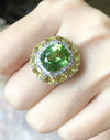SJ1238 - Cushion Cut Peridot, Yellow Sapphire with Diamond Ring in 18 Karat White Gold