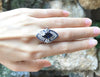 SJ1289 - Blue Sapphire with Diamond Ring Set in 18 Karat White Gold Settings