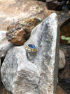 SJ2535 - Blue Sapphire with Yellow Sapphire and Diamond Ring Set in 18 Karat White Gold