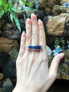 SJ2238 - Blue Sapphire with Diamond Ring Set in 18 Karat White Gold Settings