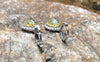 SJ6133 - Cat's Eye Chrysoberyl, Diamond and Yellow Diamond Earrings in 18k White Gold