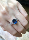 SJ1360 - Blue Sapphire with Diamond Ring Set in 18 Karat White Gold Settings