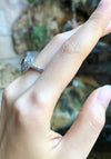 SJ1809 - Heart Shape Blue Sapphire with Diamond Ring Set in 18 Karat White Gold Settings