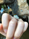 SJ6096 - Blue Sapphire with Emerald and Diamond Ring Set in 18 Karat White Gold Settings