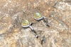 SJ6133 - Cat's Eye Chrysoberyl, Diamond and Yellow Diamond Earrings in 18k White Gold